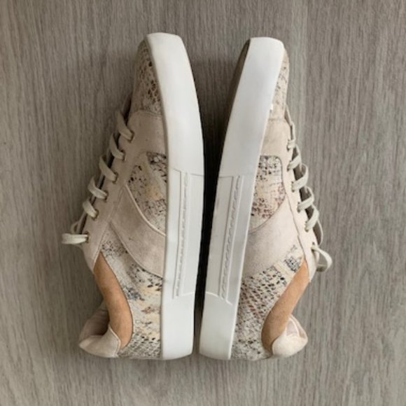 Joie Leather Suede Snakeskin Effect Low-Top Sneakers Sz 8,5 - Picture 8 of 13